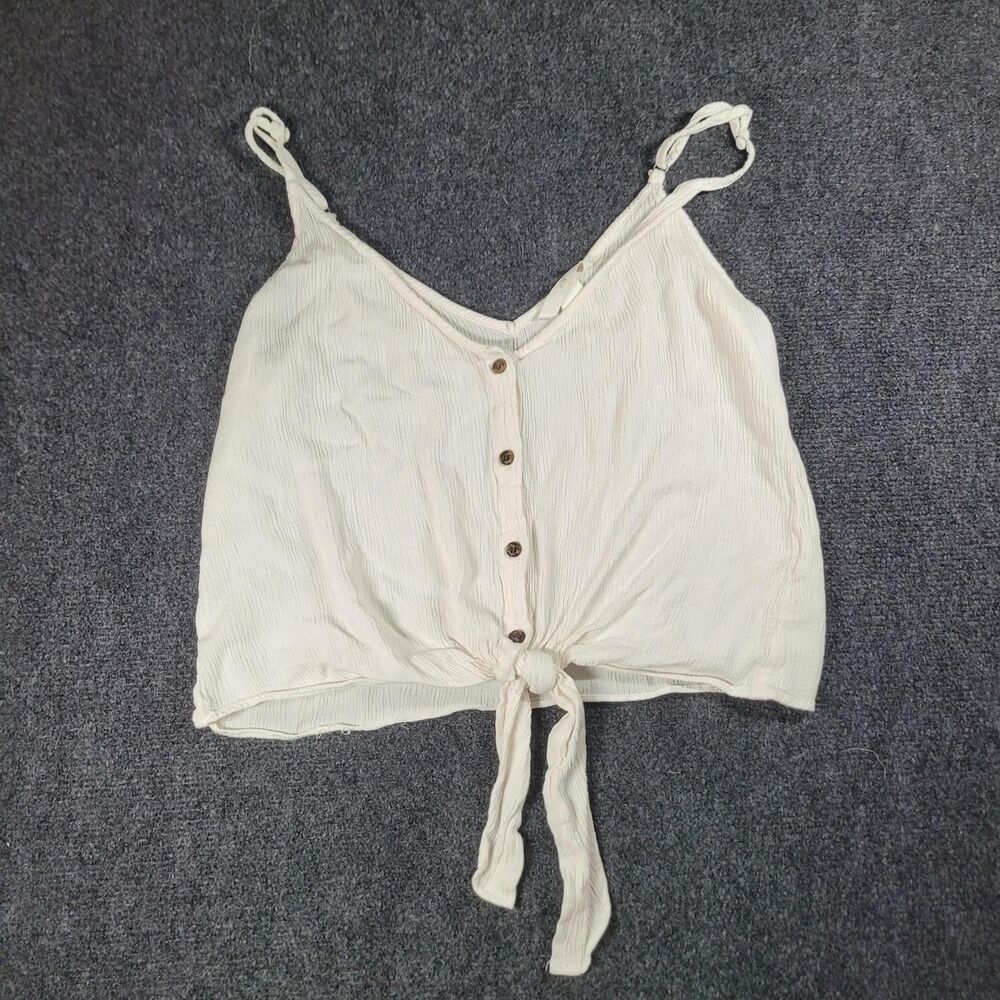 H-m Women's Cream and White Crop-top